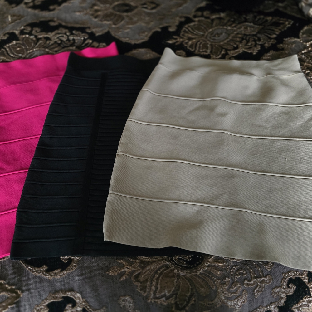 BCBGMaxAzria Pencil Skirt Set - Fuchsia, Black, Beige